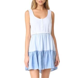 Rails Naomi Ombre Sleeveless Tiered Oversized Mini Color Blue Denim Dress Large